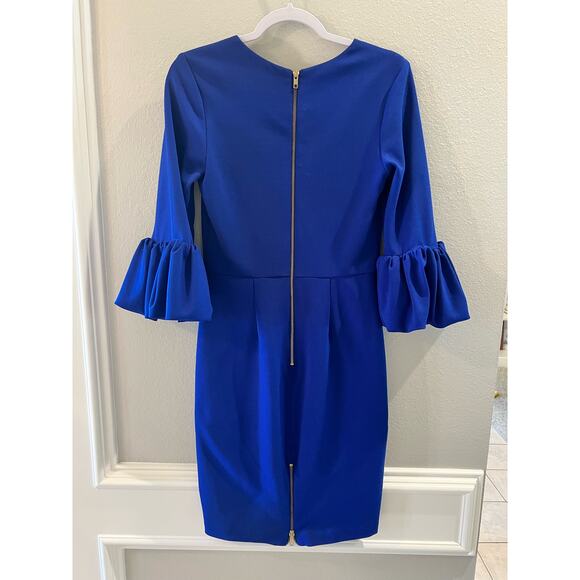 Betsy & Adam Women's Royal Blue Bell Sleeve Cocktail Party Sheath Dress Size 6 - Picture 2 of 7